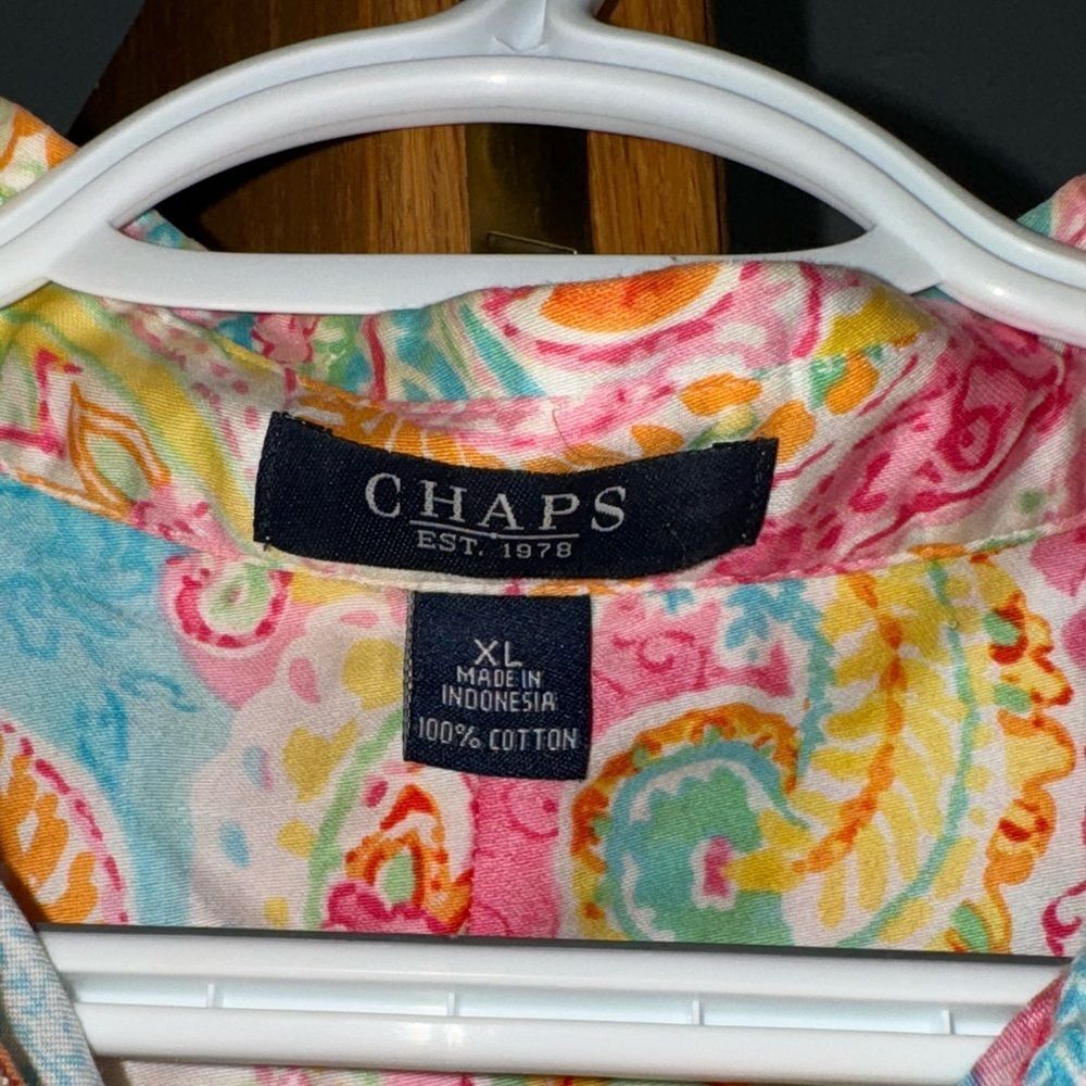 Chaps Paisley Print Multicolored Button Down Top Shirt Women's sz XL - Picture 3 of 12